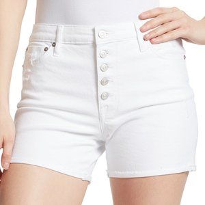 Ella Moss White Cuff-Accent Denim Shorts 28